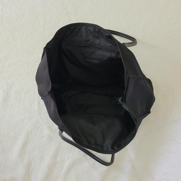 HOLT RENFREW Nylon Vintage Tote Bag/ Shoulder Bag, Medium, Black with Br… - Picture 3 of 5